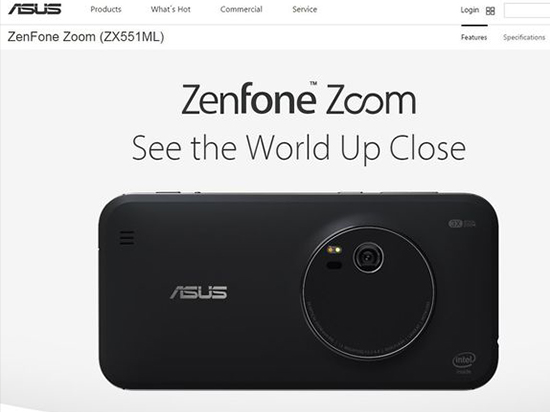 拍照利器 華碩ZenFone Zoom驚現(xiàn)美國官網(wǎng)