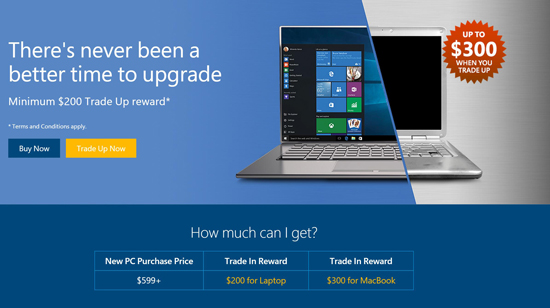 還擊蘋(píng)果！微軟以舊換新：買(mǎi)Win10電腦最大折扣2000元