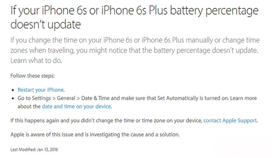 蘋果iPhone 6s電量顯示出問題：時間設(shè)置惹的禍