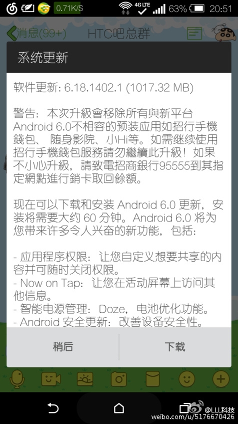 國(guó)行HTC One M8獲安卓6.0升級(jí)推送