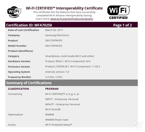 即將上市！2017款三星Galaxy J7獲WiFi認證