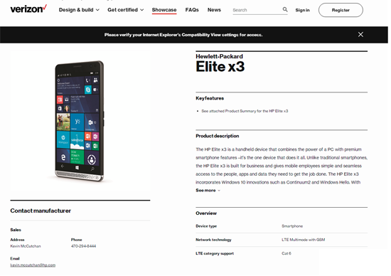 WP系統(tǒng)手機還有救？Verizon版Elite x3將于10月開售
