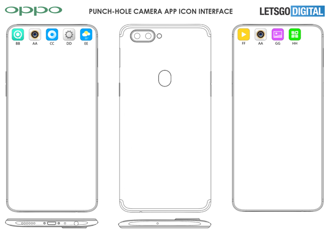 OPPO開孔屏新專利：把開孔融入到系統(tǒng)UI 你覺得這樣好看嗎？