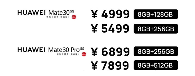 雙模5G旗艦4999元起 華為Mate30系列5G將于23日預售