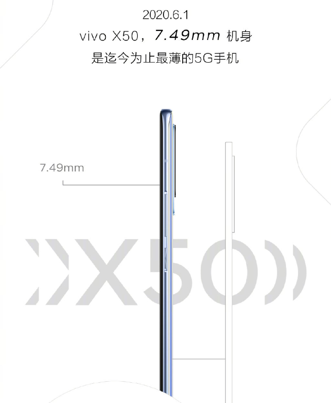 vivo X50輕薄得有點過分：僅厚7.49mm 創(chuàng)新紀錄成最薄5G手機